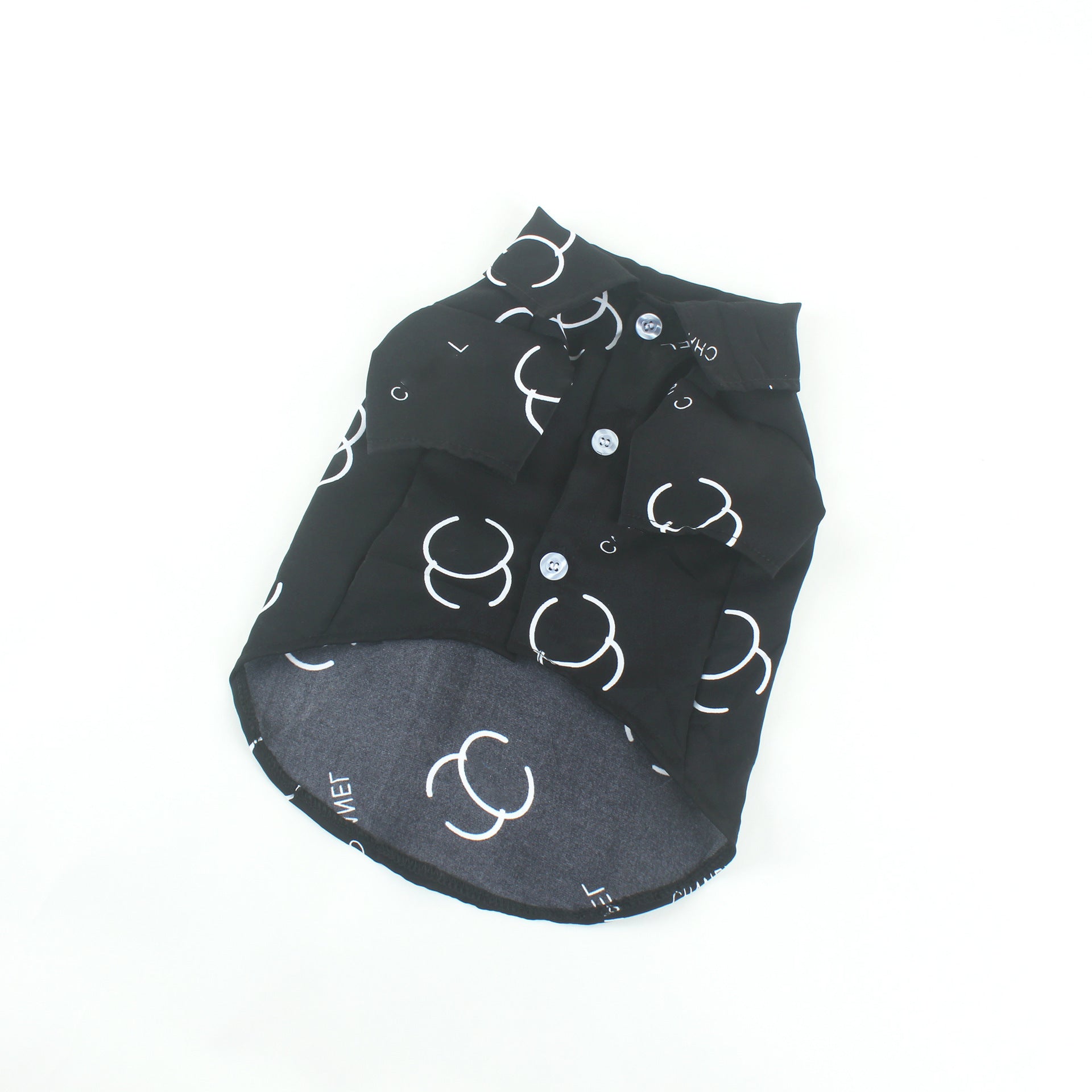 JMT-585098 Casual Cotton Dog Shirt with Black Letter Print for Trendy Pets