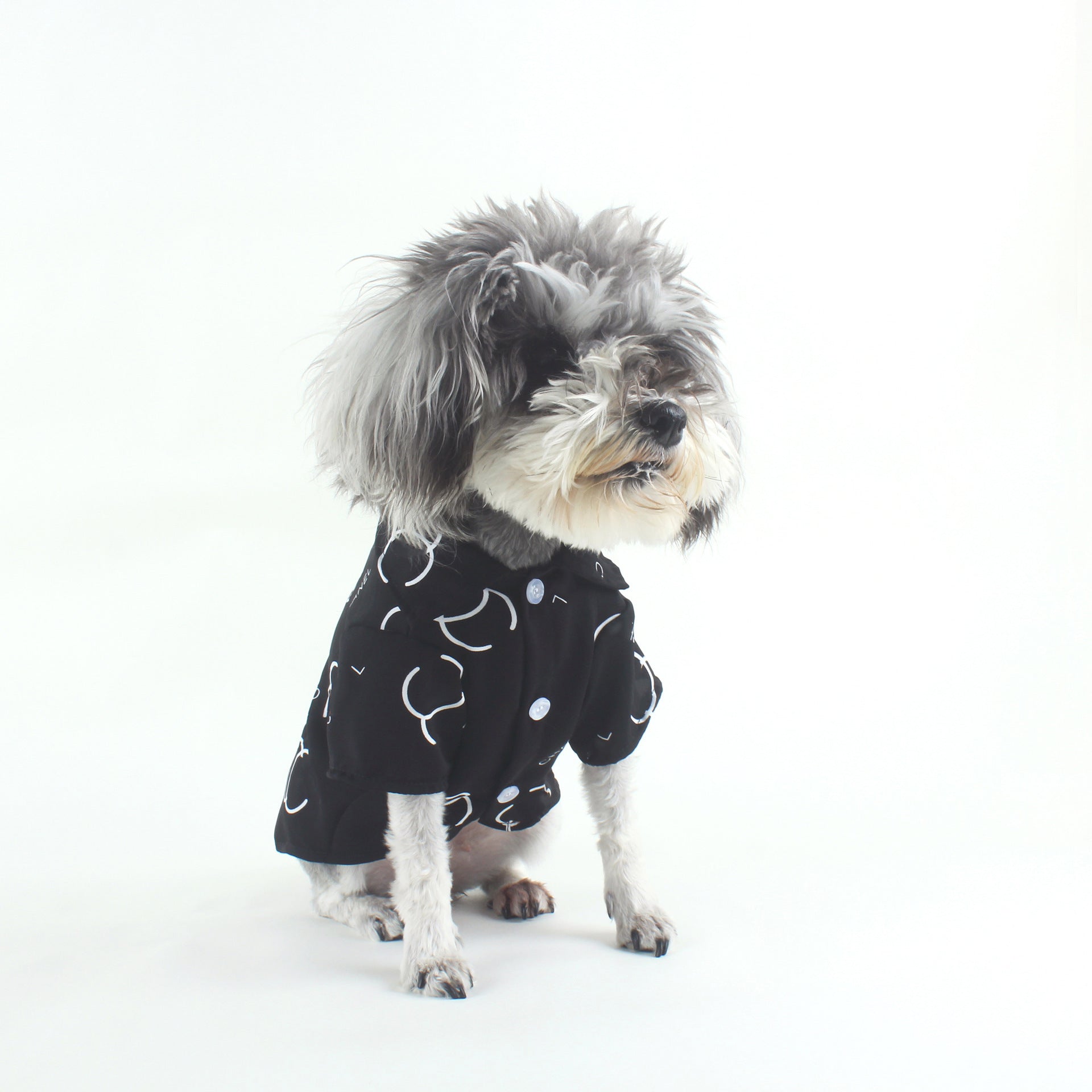 JMT-585098 Casual Cotton Dog Shirt with Black Letter Print for Trendy Pets