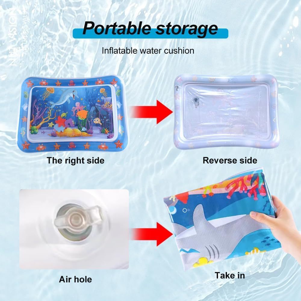 JMT-585290 Inflatable Sensory Water Play Mat for Cats – Thickened Water Sensor Design for Interactive Tummy Time and Play