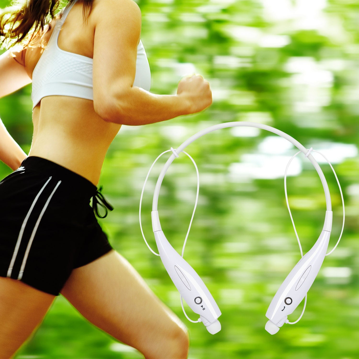 JMT-585290 Wireless Stereo Neckband Headphones with Built-in Mic, IPX4 Waterproof Earbuds, and Long Battery Life