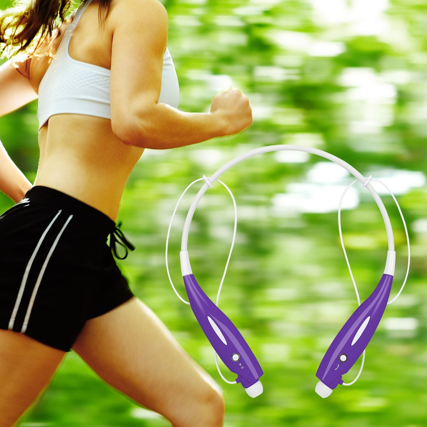 JMT-585290 Wireless Stereo Neckband Headphones with Built-in Mic, IPX4 Waterproof Earbuds, and Long Battery Life