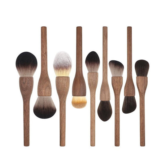 JMT-585738 Handcrafted Walnut Makeup Brush with Soft Man-Made Fiber Hair for Blush and Contouring