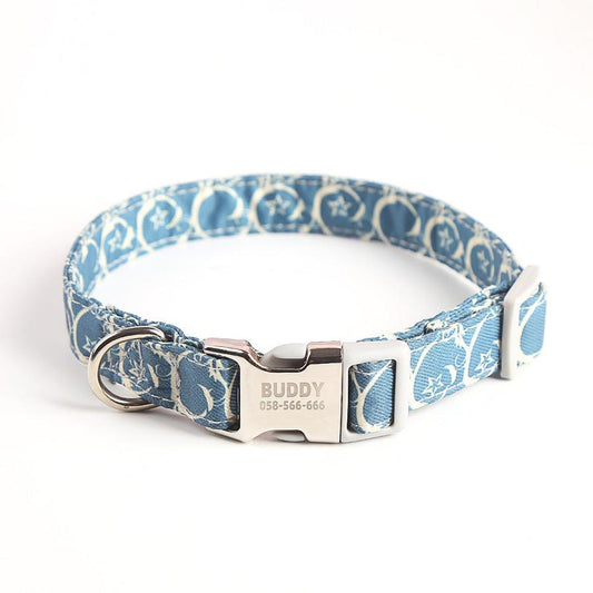 JMT-586122 Floral Cotton Dog Collar in Multiple Colors and Sizes