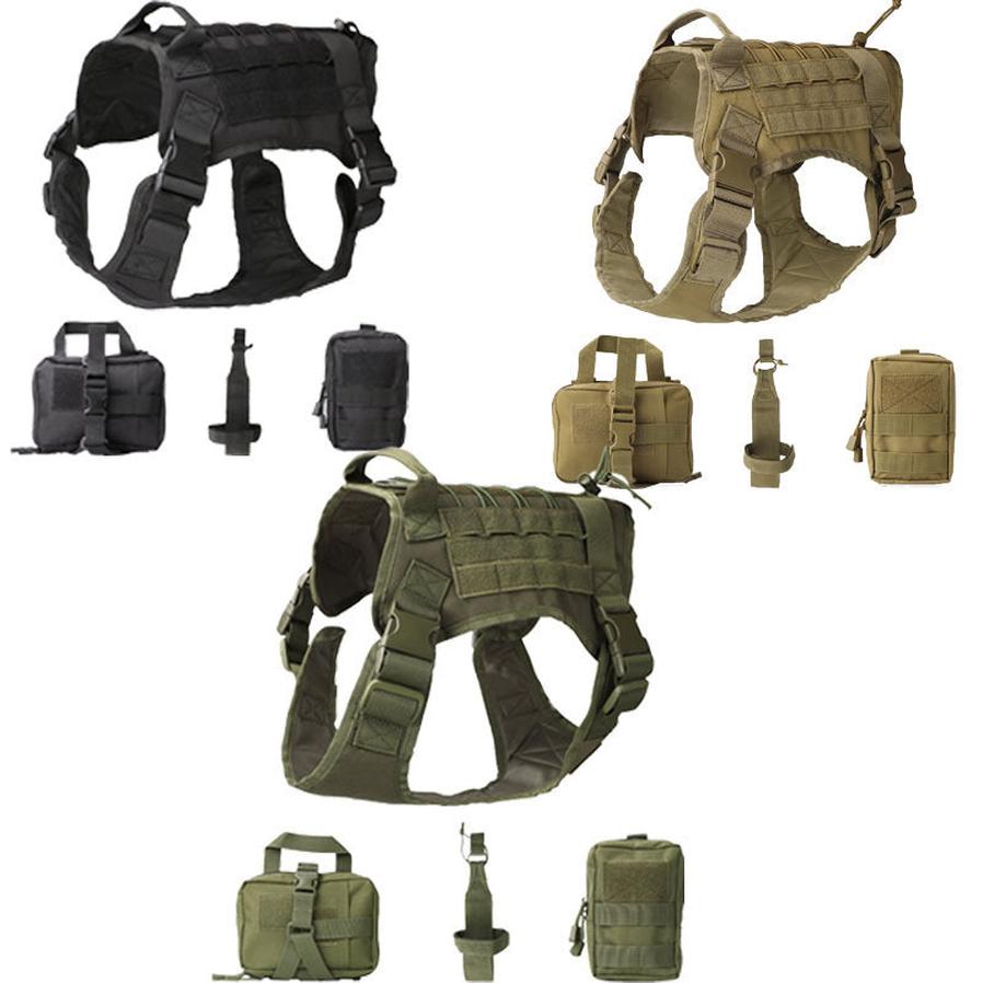 JMT-586378 Tactical Dog Vest with Leash and Rescue Bags - Outdoor Training Accessory Kit