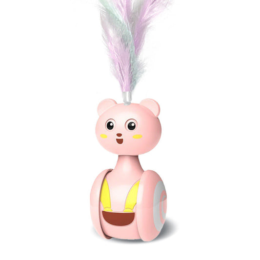 JMT-586442 Interactive Cat Feather Toy with Rolling Ball and Tumbler Design, Engaging Pet Plaything for Cats