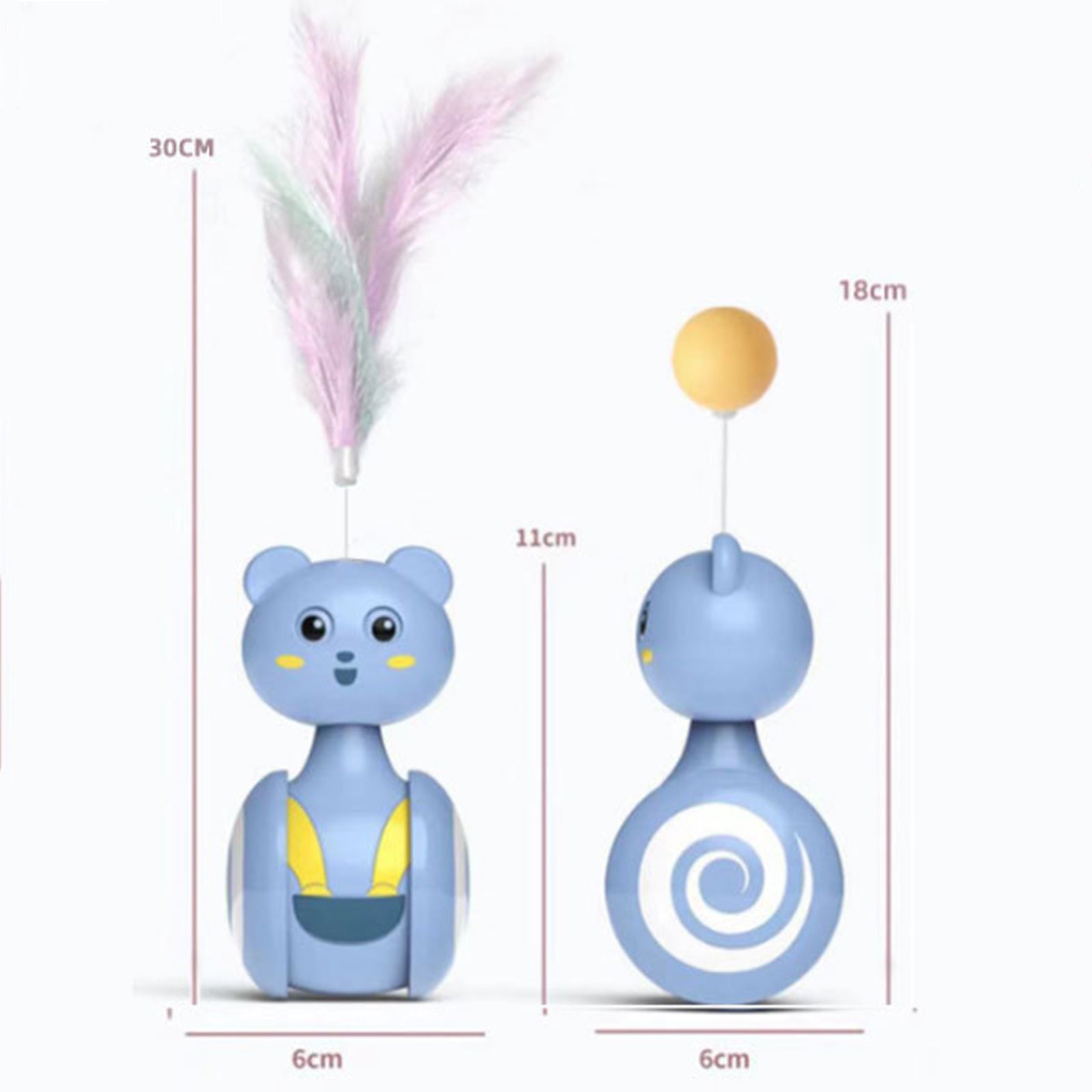 JMT-586442 Interactive Cat Feather Toy with Rolling Ball and Tumbler Design, Engaging Pet Plaything for Cats