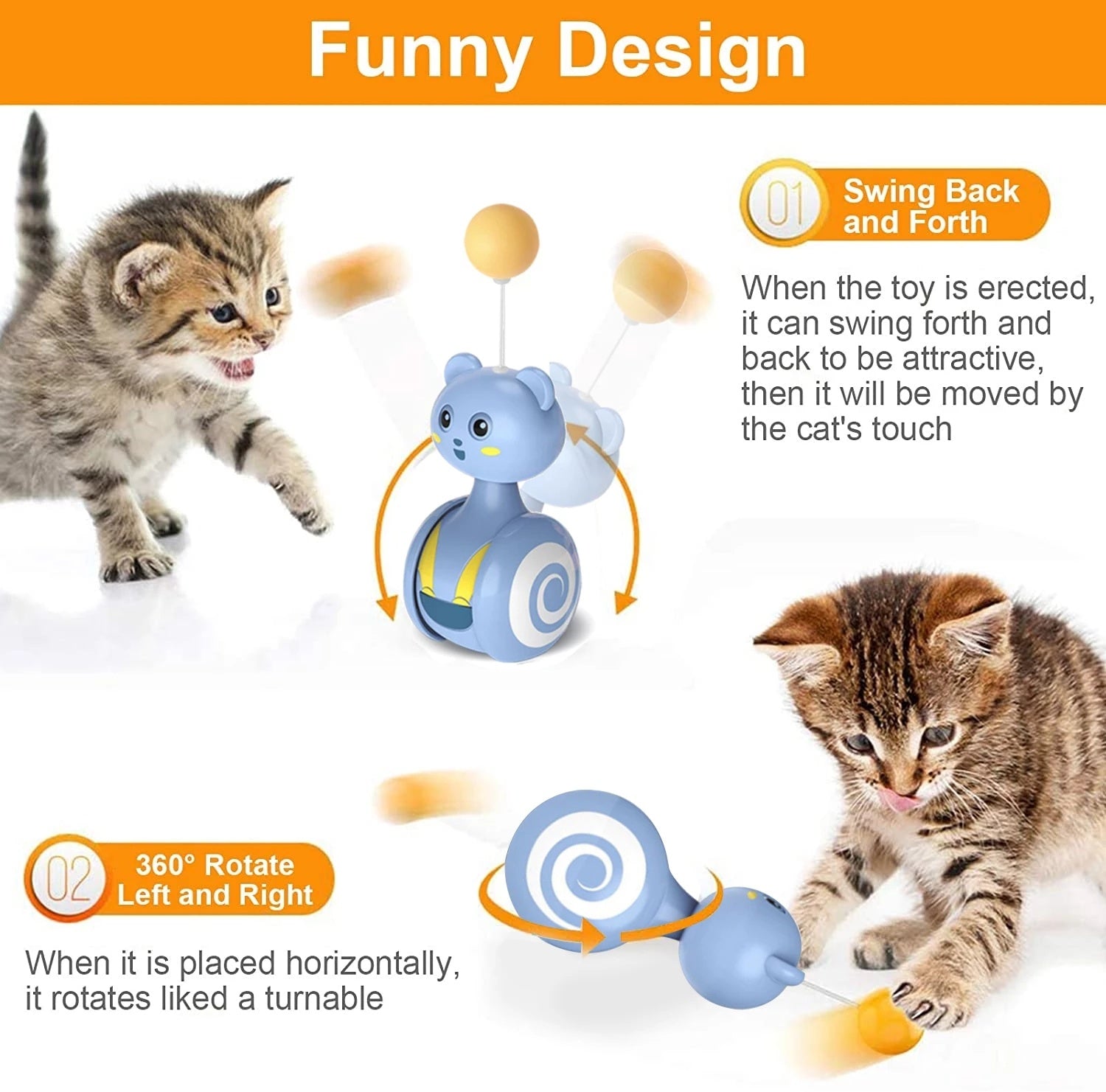 JMT-586442 Interactive Cat Feather Toy with Rolling Ball and Tumbler Design, Engaging Pet Plaything for Cats