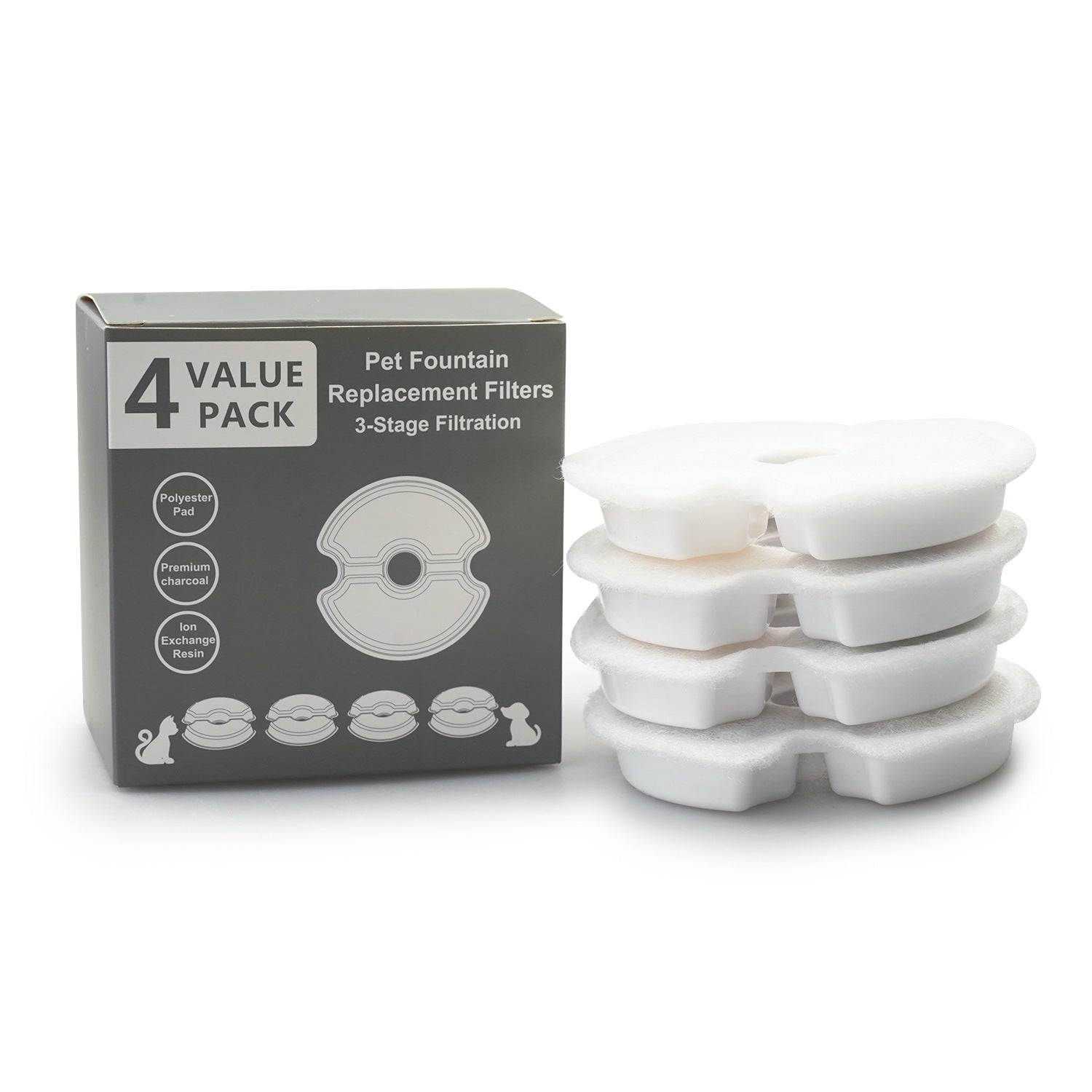 JMT-586634 Stainless Steel Round Pet Water Dispenser with Replaceable Carbon Filter and Foam