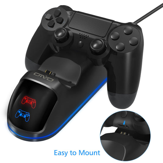 JMT-586954 Dual Charging Dock for PS4 Controllers - Simultaneous Charging with LED Indicator, Compatible with Standard DC5V Power Sources