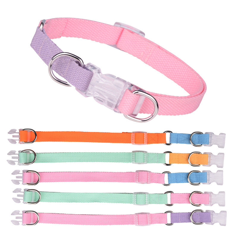 JMT-586954 Three-Piece Polyester Ribbon Dog Collar Set with Adjustable Leash and Harness - Multiple Color Options Available
