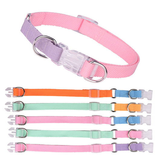 JMT-586954 Three-Piece Polyester Ribbon Dog Collar Set with Adjustable Leash and Harness - Multiple Color Options Available