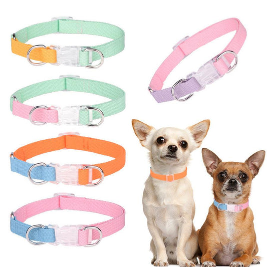 JMT-586954 Three-Piece Polyester Ribbon Dog Collar Set with Adjustable Leash and Harness - Multiple Color Options Available