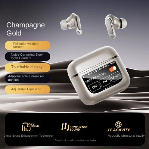 JMT-587786 Wireless Sports Headset with ANC, Long Battery Life, LED Display, Waterproof, Compatible with Android & Apple