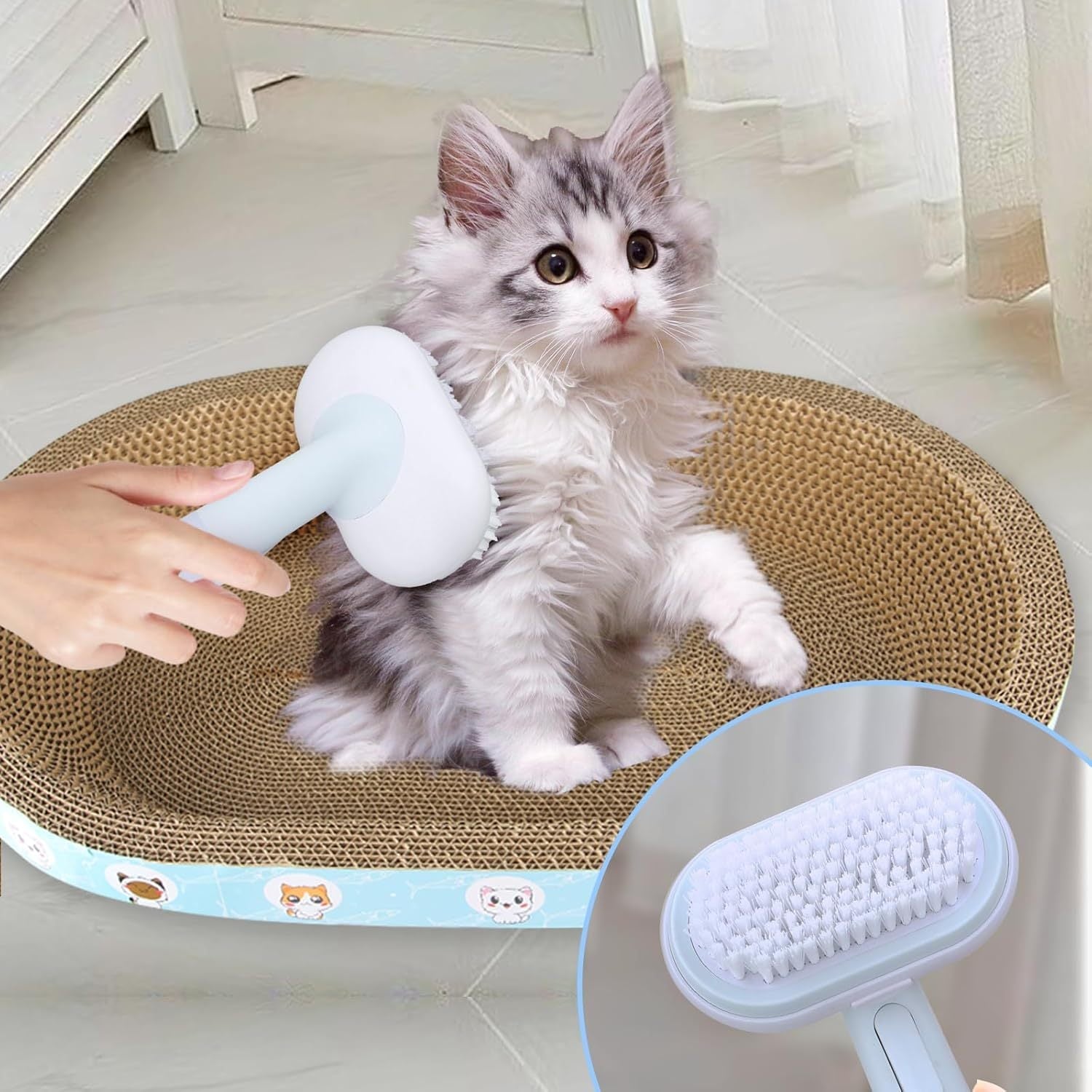 JMT-587850 5-in-1 Pet Grooming Kit for Cats and Dogs - Slicker Brush, Undercoat Rake, Deshedding Comb & Massage Brush with Self-Cleaning Feature