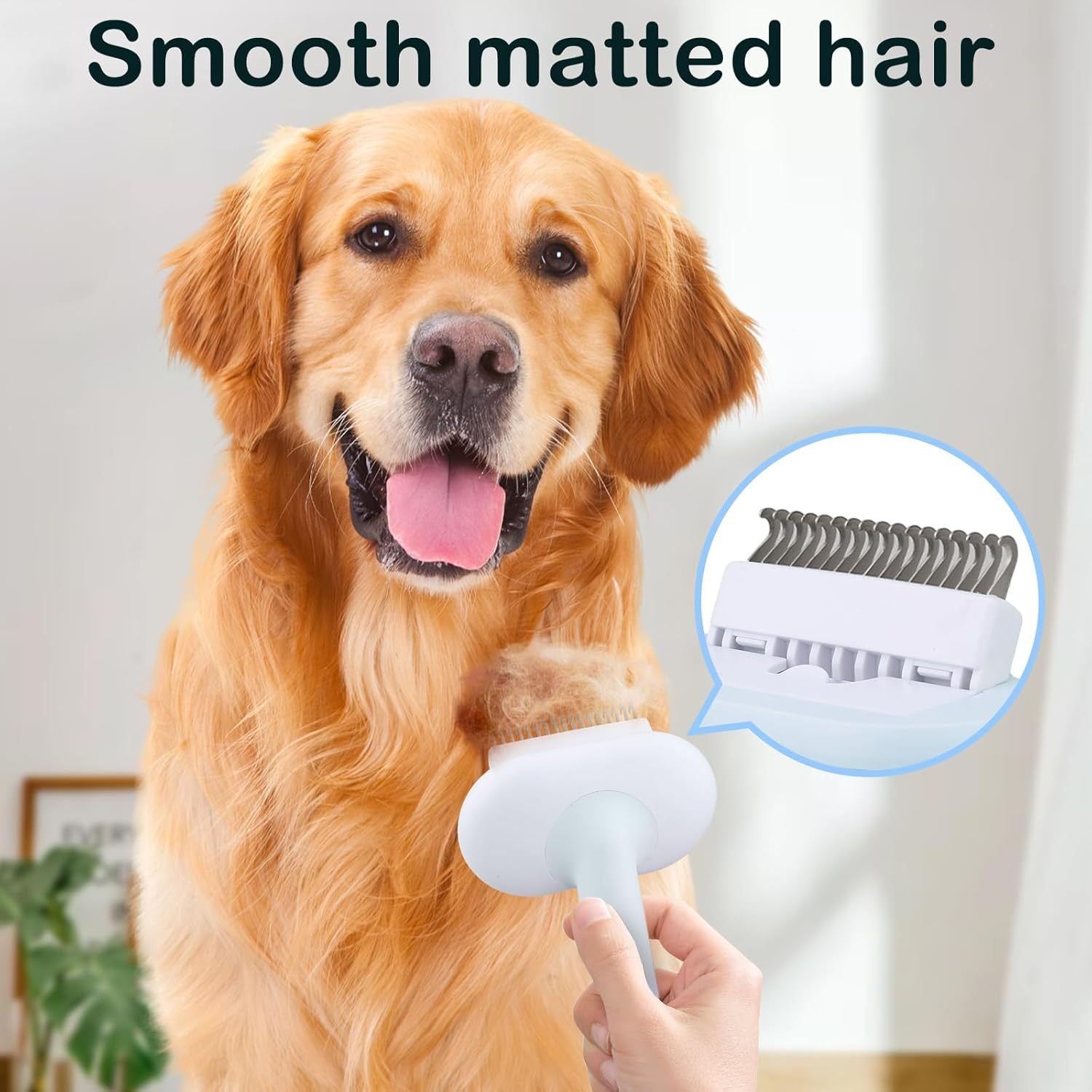 JMT-587850 5-in-1 Pet Grooming Kit for Cats and Dogs - Slicker Brush, Undercoat Rake, Deshedding Comb & Massage Brush with Self-Cleaning Feature