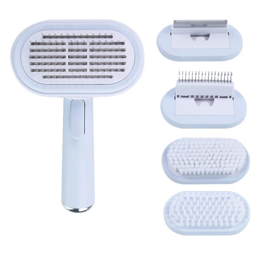 JMT-587850 5-in-1 Pet Grooming Kit for Cats and Dogs - Slicker Brush, Undercoat Rake, Deshedding Comb & Massage Brush with Self-Cleaning Feature