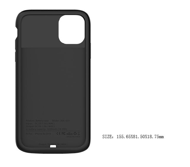 JMT-588106 iPhone 11 Compatible 5000mAh Back Clip Battery Charger - ABS + TPU Construction