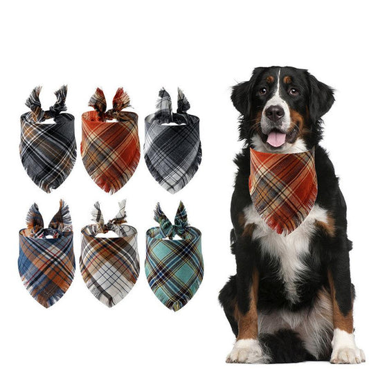 JMT-588234 Plaid Triangle Scarf for Dogs - Lightweight and Stylish Accessory in Various Colors and Sizes