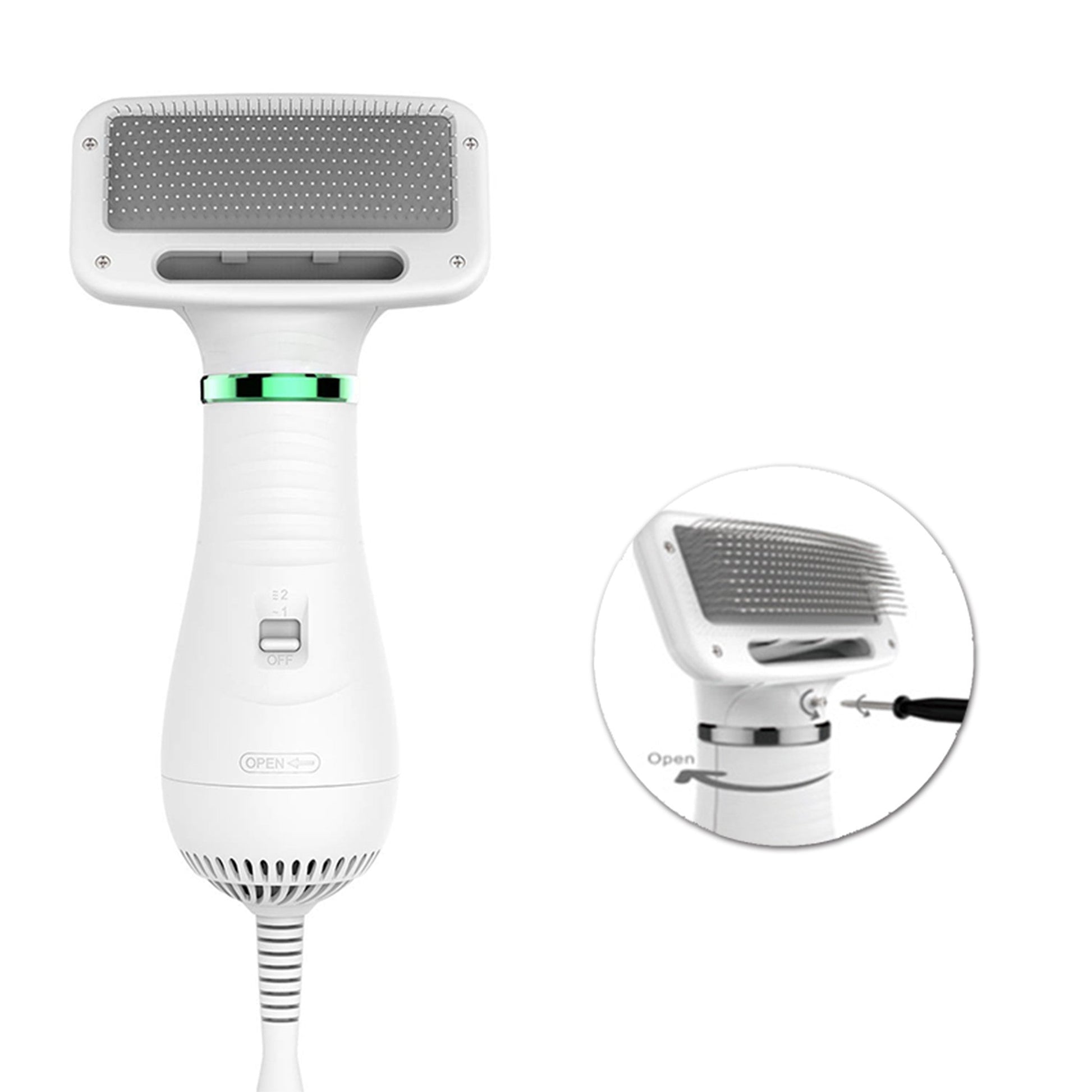 JMT-589002 Pet Hair Dryer and Styling Brush for Dogs and Cats, 2 Air Volume Settings, Gentle Warm and Strong Hot Wind, 2m Power Cord