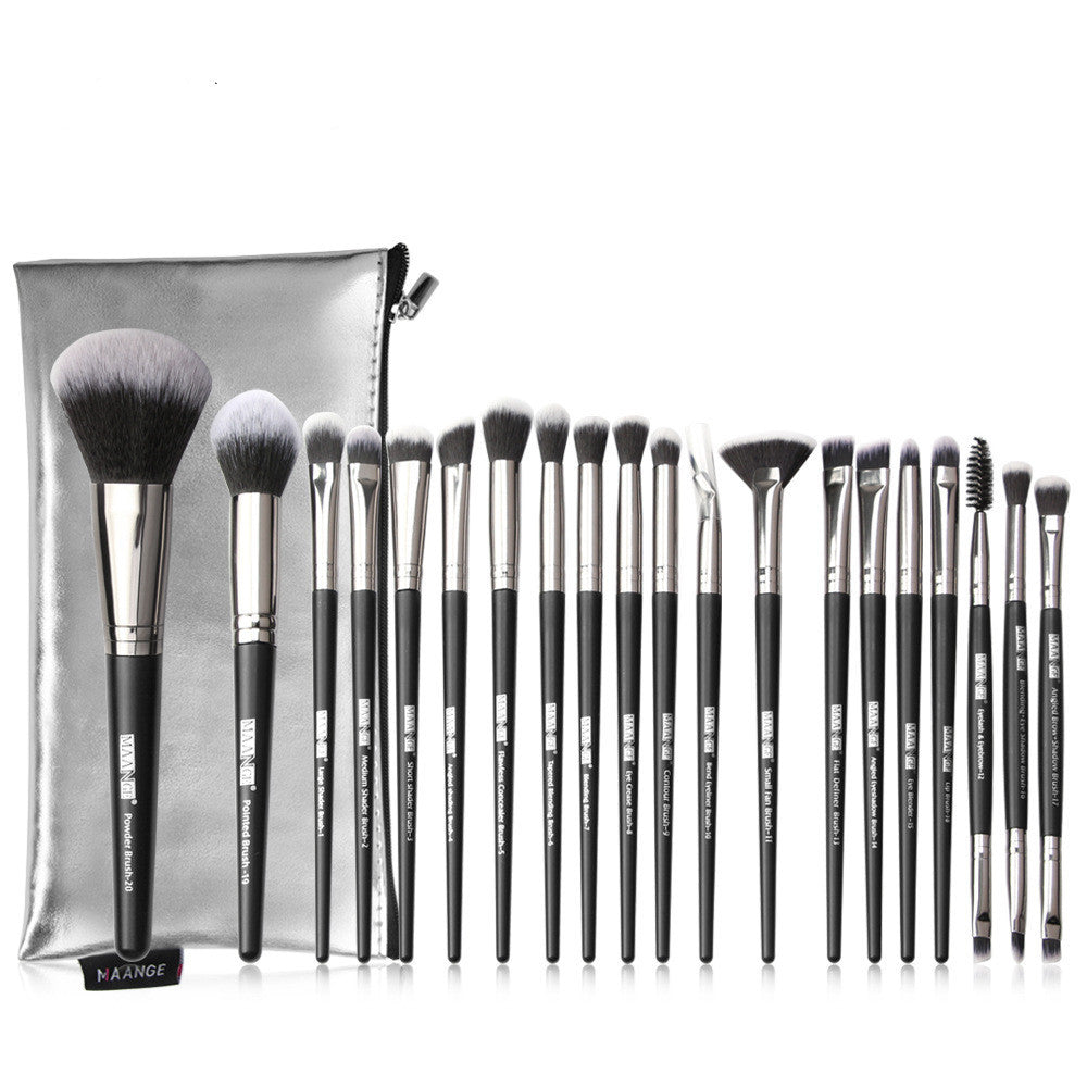 JMT-589194 20-Piece Makeup Brush Set with Brush Bag, Nylon/Plastic/PU, Compact Size 19.5*12.5*2cm