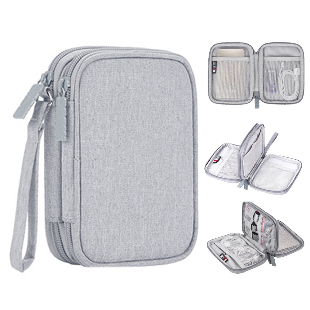 JMT-589258 Portable Digital Data Cable and Hard Disk Storage Bag - Simple Handbag Design for Travel and Desktop Use
