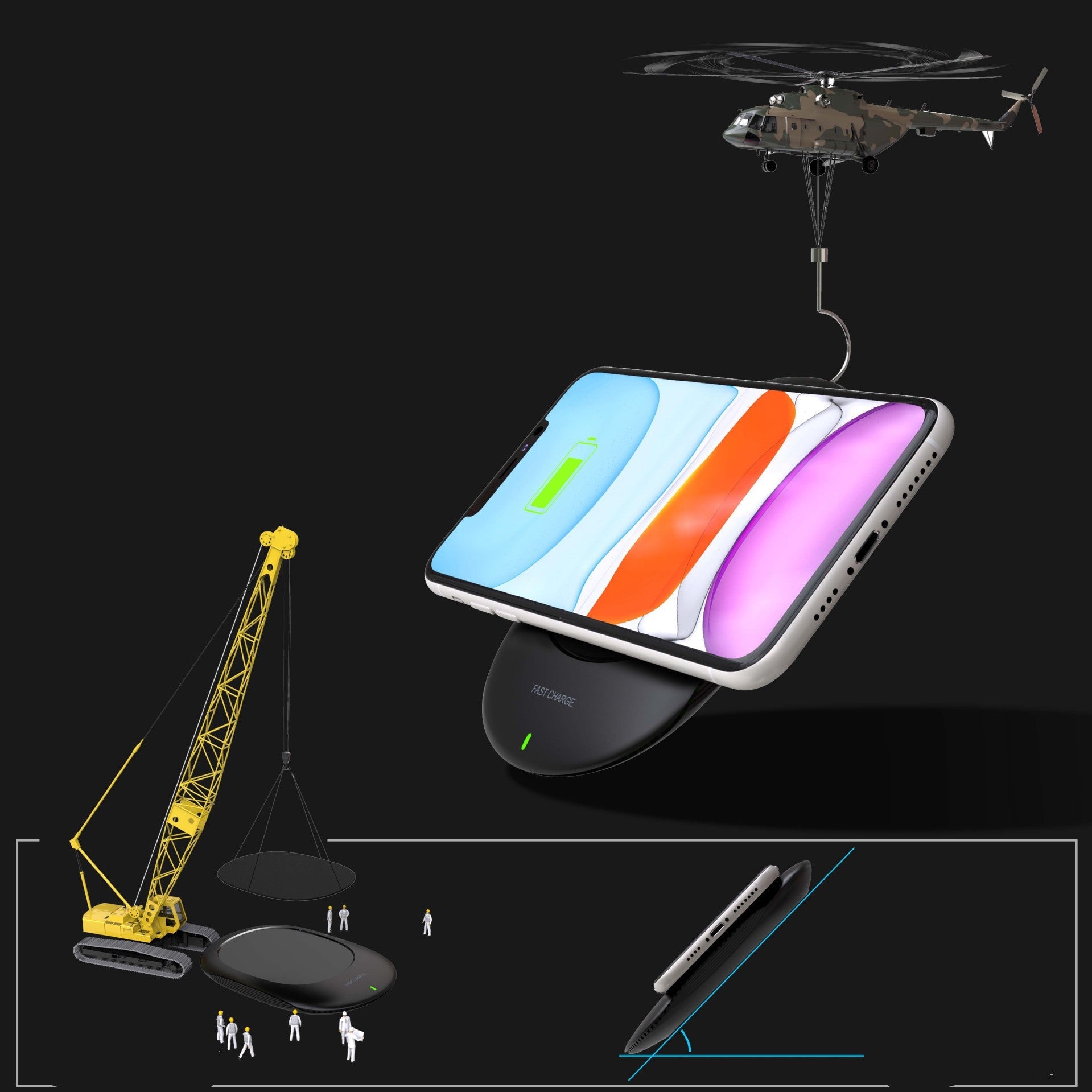 JMT-589450 15W Fast Wireless Charger with Type-C Interface - Compatible with 9V Input, Available in Black and White