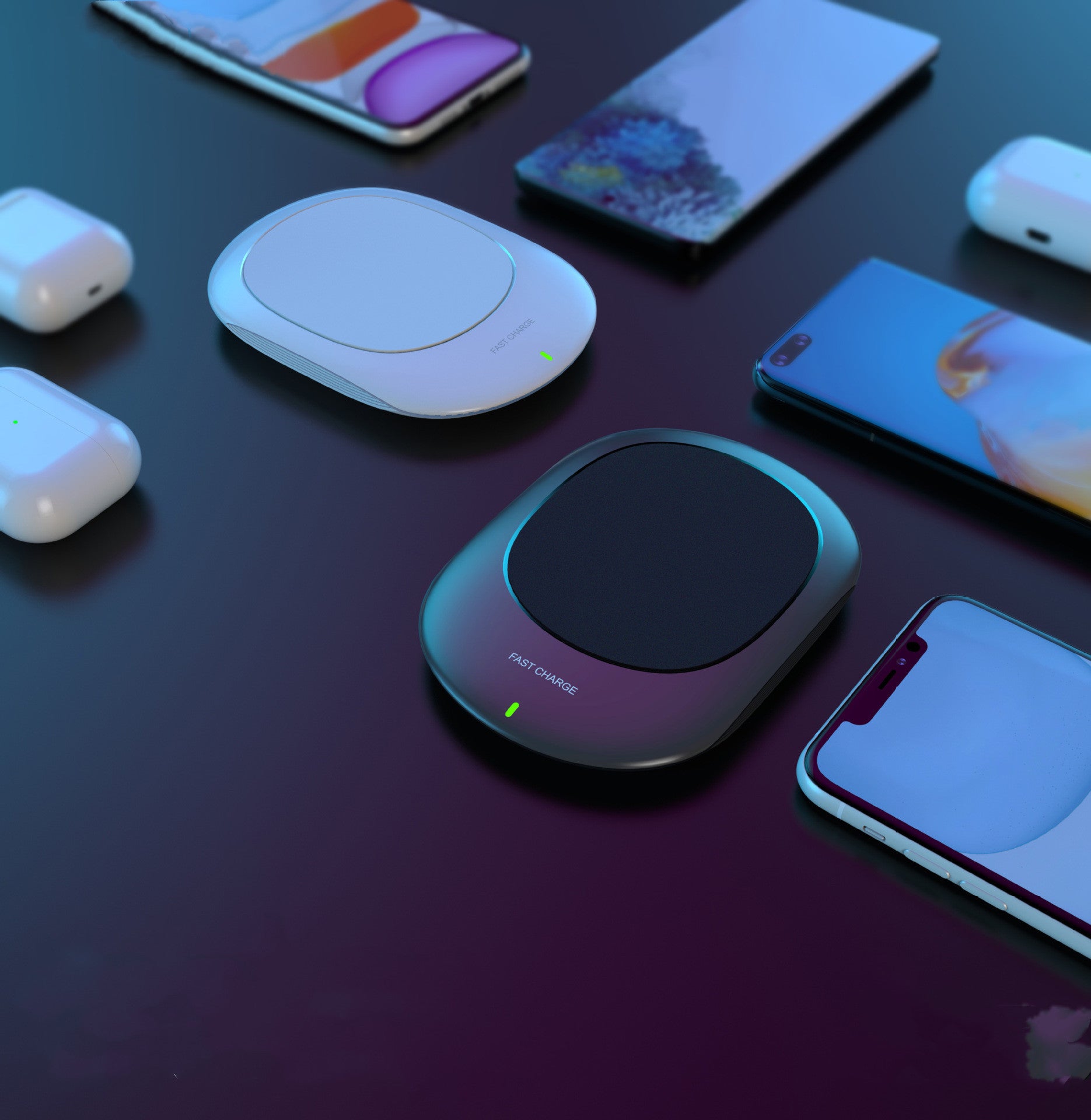 JMT-589450 15W Fast Wireless Charger with Type-C Interface - Compatible with 9V Input, Available in Black and White