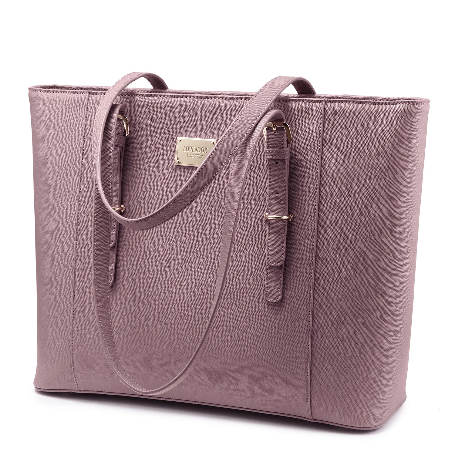 JMT-589642 Large Leather Laptop Tote Bag for Women - Casual Office Briefcase with Shoulder Strap