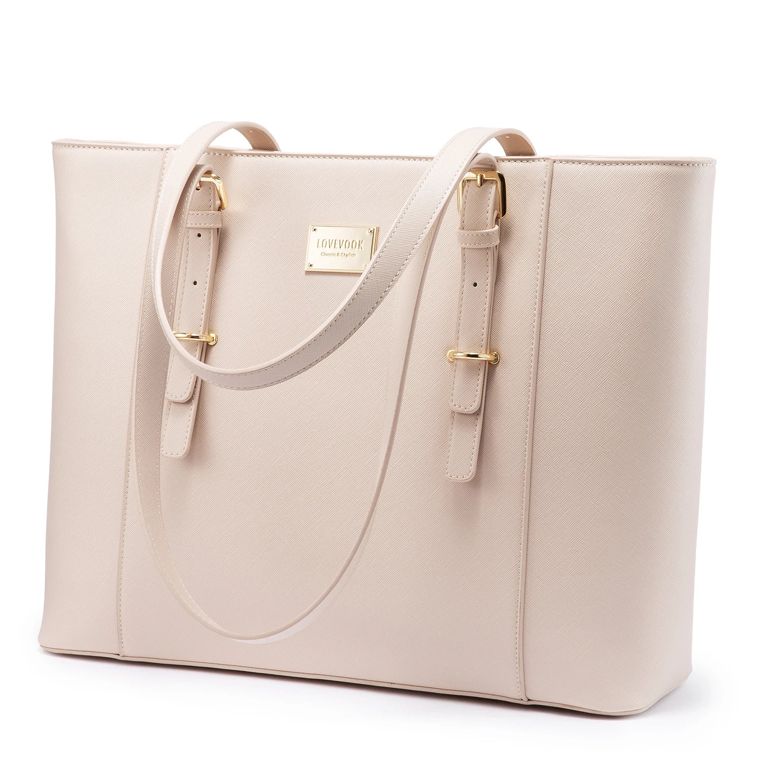 JMT-589642 Large Leather Laptop Tote Bag for Women - Casual Office Briefcase with Shoulder Strap