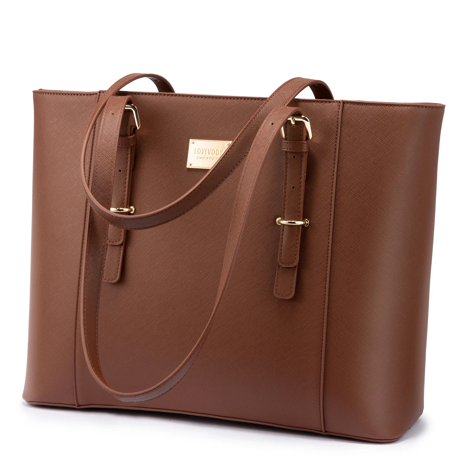 JMT-589642 Large Leather Laptop Tote Bag for Women - Casual Office Briefcase with Shoulder Strap