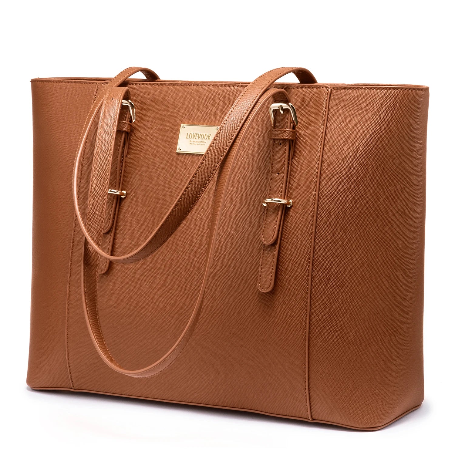 JMT-589642 Large Leather Laptop Tote Bag for Women - Casual Office Briefcase with Shoulder Strap