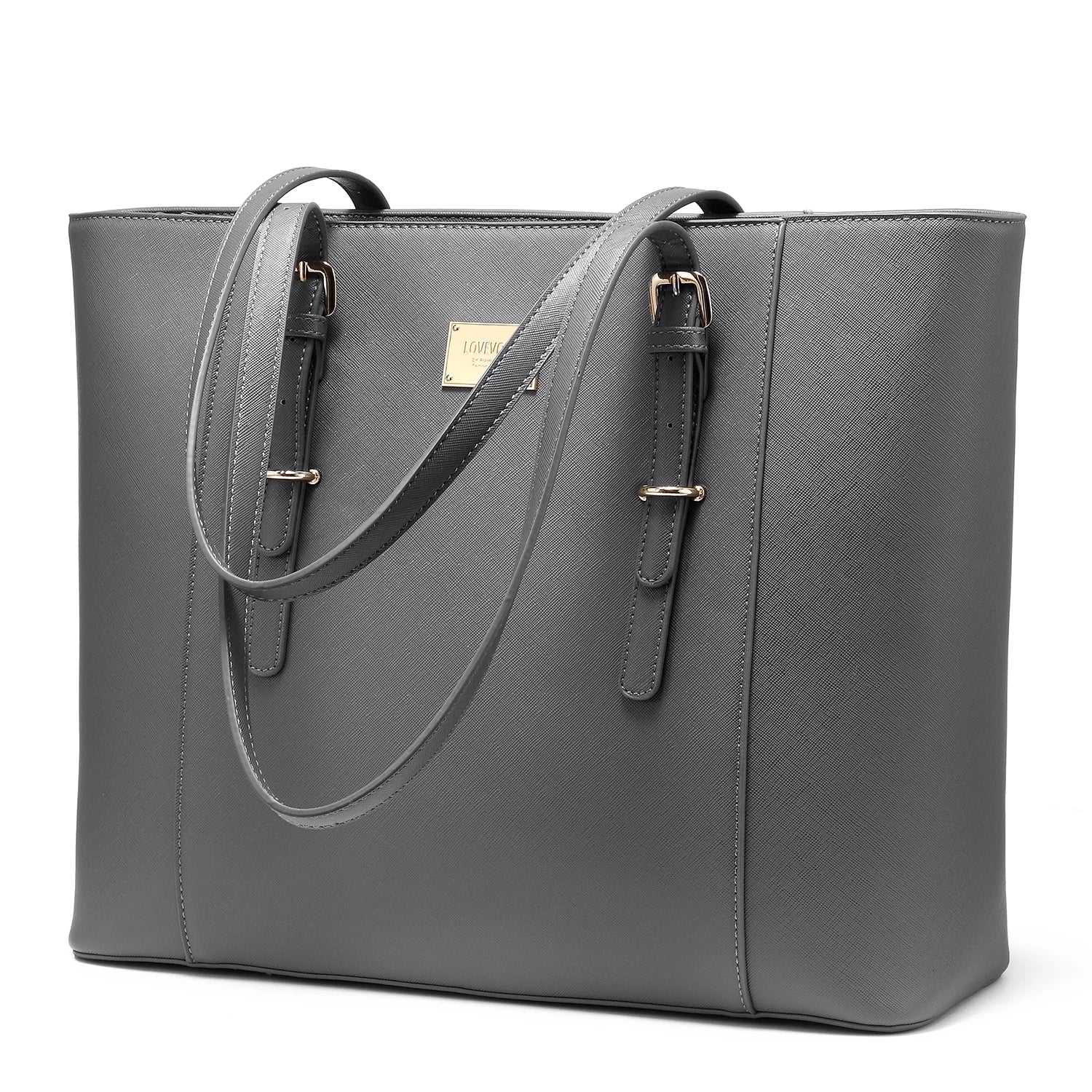 JMT-589642 Large Leather Laptop Tote Bag for Women - Casual Office Briefcase with Shoulder Strap