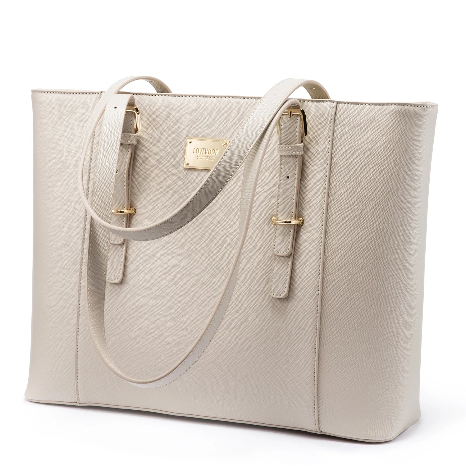 JMT-589642 Large Leather Laptop Tote Bag for Women - Casual Office Briefcase with Shoulder Strap
