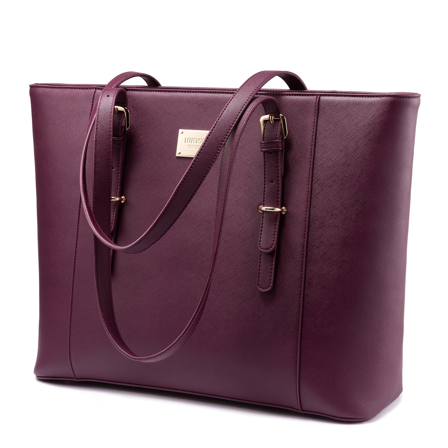 JMT-589642 Large Leather Laptop Tote Bag for Women - Casual Office Briefcase with Shoulder Strap