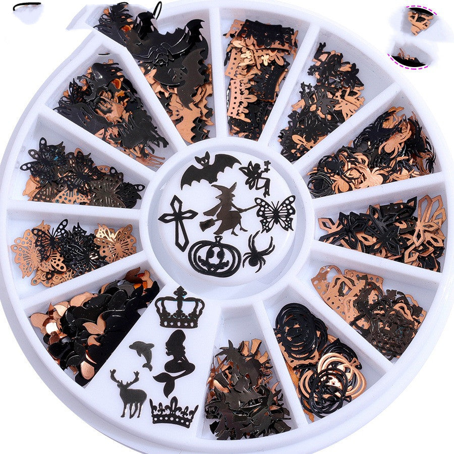 JMT-590218 Metallic 3D Snowflake Nail Sequins - 240 Piece Set in Gold, Silver, Bronze, and Black