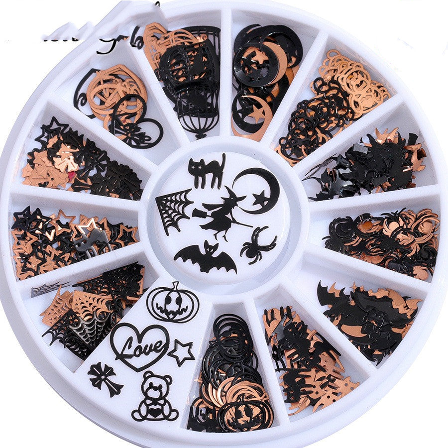 JMT-590218 Metallic 3D Snowflake Nail Sequins - 240 Piece Set in Gold, Silver, Bronze, and Black