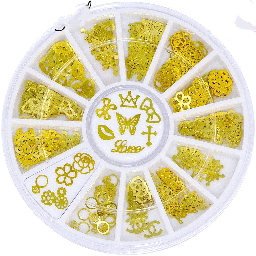 JMT-590218 Metallic 3D Snowflake Nail Sequins - 240 Piece Set in Gold, Silver, Bronze, and Black