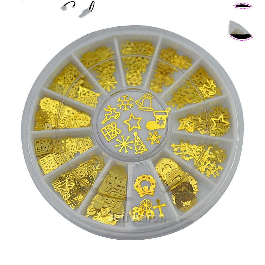 JMT-590218 Metallic 3D Snowflake Nail Sequins - 240 Piece Set in Gold, Silver, Bronze, and Black