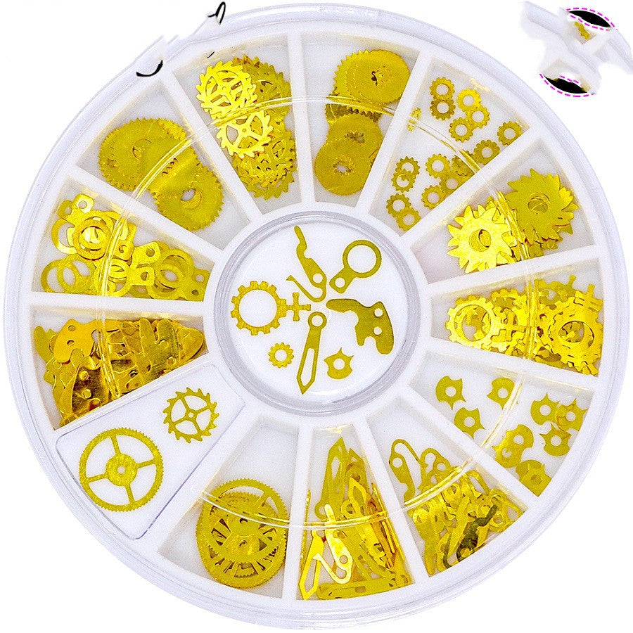 JMT-590218 Metallic 3D Snowflake Nail Sequins - 240 Piece Set in Gold, Silver, Bronze, and Black