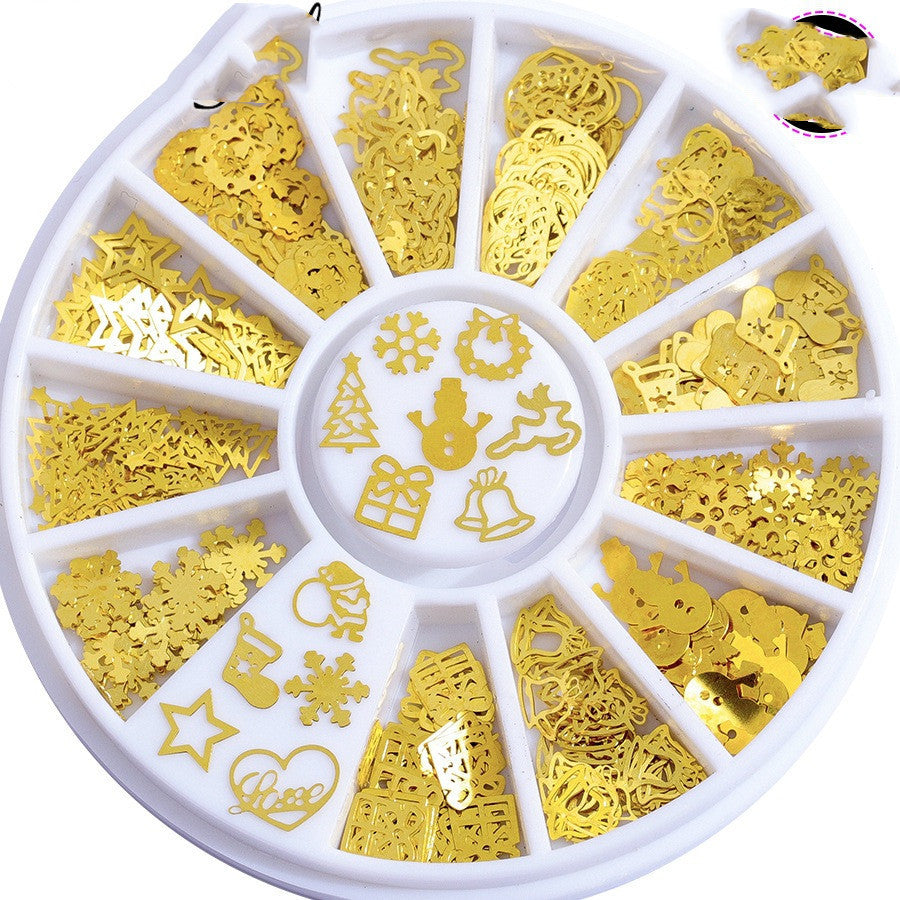 JMT-590218 Metallic 3D Snowflake Nail Sequins - 240 Piece Set in Gold, Silver, Bronze, and Black
