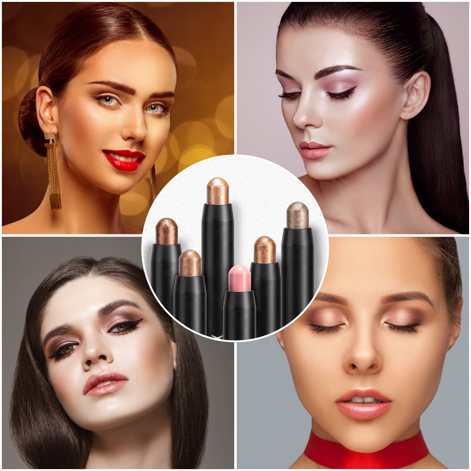 JMT-590346 Waterproof Eye Shadow Stick - Pearlescent and Earth Tone Color Options