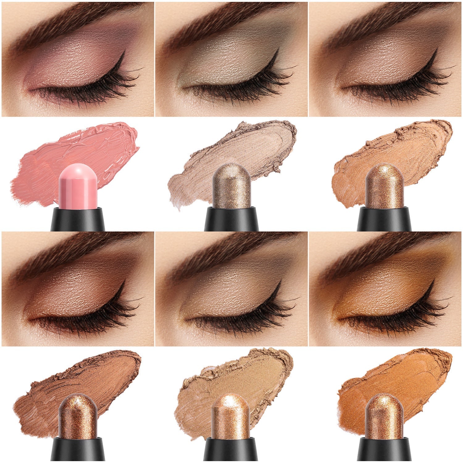 JMT-590346 Waterproof Eye Shadow Stick - Pearlescent and Earth Tone Color Options