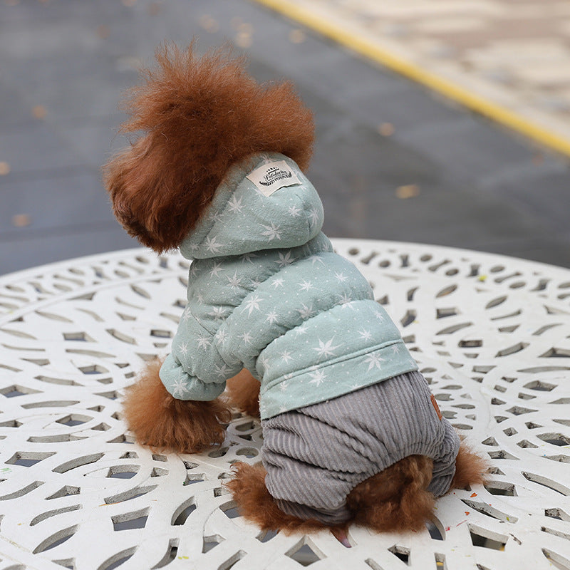 JMT-590538 Four-Legged Clothing in Cartoon Style - Soft Cotton Outfit for Pets in Green, Pink, Khaki, Sizes XS to XL