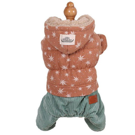 JMT-590538 Four-Legged Clothing in Cartoon Style - Soft Cotton Outfit for Pets in Green, Pink, Khaki, Sizes XS to XL
