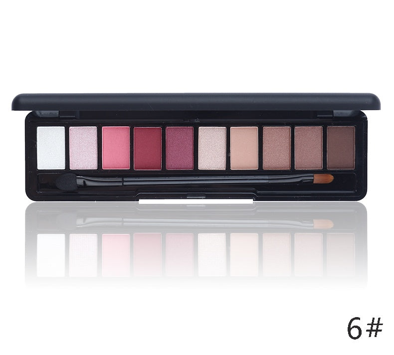 JMT-591498 10-Color Natural Eye Shadow Palette with Silk Texture and Brush