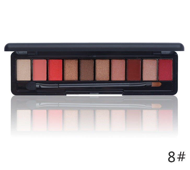 JMT-591498 10-Color Natural Eye Shadow Palette with Silk Texture and Brush