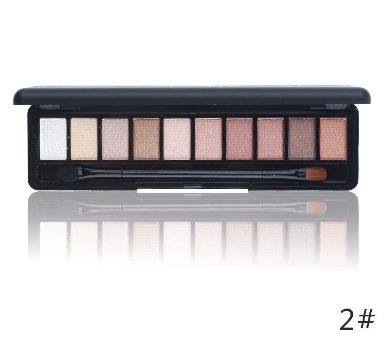 JMT-591498 10-Color Natural Eye Shadow Palette with Silk Texture and Brush
