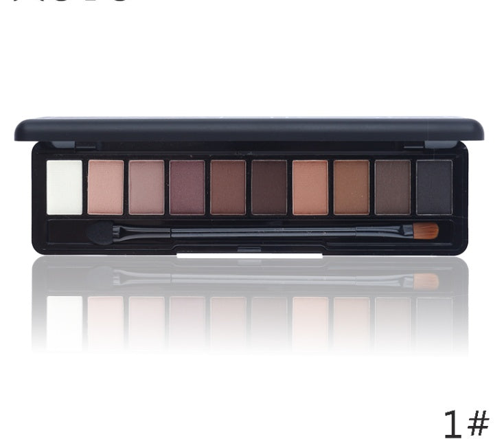 JMT-591498 10-Color Natural Eye Shadow Palette with Silk Texture and Brush