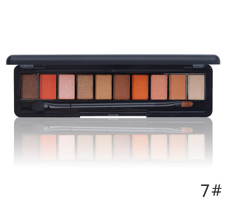 JMT-591498 10-Color Natural Eye Shadow Palette with Silk Texture and Brush