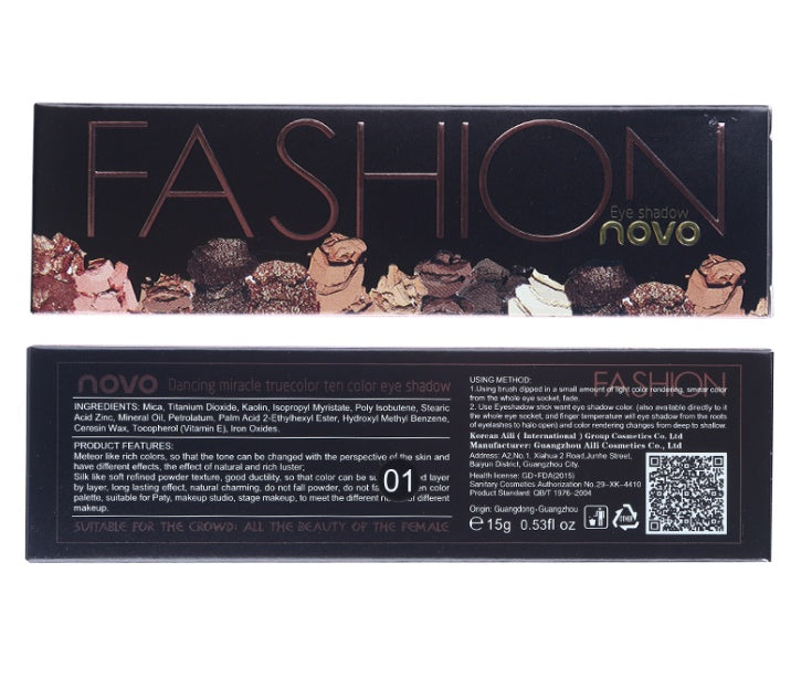 JMT-591498 10-Color Natural Eye Shadow Palette with Silk Texture and Brush